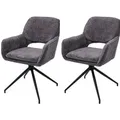 MCW Esszimmerstuhl N74 2er-Set Stoff Chenille 490g/m² Dunkelgrau