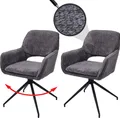 2er-Set Esszimmerstuhl MCW-N74, Küchenstuhl, drehbar Auto-Return, Stoff Chenille (490g/m²)   dunkelgrau