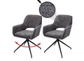 2er-Set Esszimmerstuhl MCW-N74, Küchenstuhl, drehbar Auto-Return, Stoff Chenille (490g/m²) Öko-Tex ~ dunkelgrau