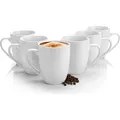 BigDean 6 Stück Kaffeebecher 300ml aus hochwertigem echtem Porzellan - Kaffeetasse weiß - Kaffeetassen Set groß mit Henkel - Tassen zum Bemalen - Weiß
