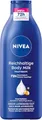 NIVEA Reichhaltige Body Milk, intensiv pflegende Körpercreme mit purem Hyaluron, Mandelöl und Tiefenpflege Serum, Lotion für trockene Haut (400 ml)