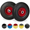 Relaxdays 2er Sackkarrenrad Set mit Stahlfelge Rot,Schwarz