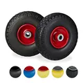 Relaxdays, schwarz-rot 2X Sackkarrenrad, pannensichere Vollgummireifen, 3.00-4" Stahlfelge, 20mm Achse, 100kg, 260x85 mm, 10026069_261