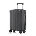 Koffer Trolley Reisekoffer Suitcase, Rollkoffer Handgepäck ,mit 4 Rollen360°, Hartschalenreisekoffer, Zahlenschloss, Weicher Gummigriff (M,Schwarz)