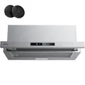 CIARRA CBCS6909A  Flachschirmhaube Dunstabzugshaube 60 cm Umluft Abluft 600 m³/h Touch-Bedienung Integrierte Flach Abzugshaube 3 Leistungsstufen mit CBCF055 Aktivkohlefilter Silber