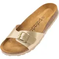 Palado Pantoletten Damen Malta Arizona – gefertigt aus hochwertigem Material – moderne Metallic-Oberfläche – weiches Veloursleder-Fußbett Gold UK6 - EU39