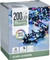 200 LED Lichterkette in bunt - 4m / 2 cm Lampenabstand - Timer / Funktionen / Außen