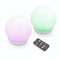 Esotec Solar Leuchtkugelset multicolor, schwimmend, 2er Set, 8 Lichtfarben, Akku, Fernbedienung, mehrere Modi, runde schwimmfähige LED Solarkugel, outdoor, wetterfest, außen, ⌀=15cm, 102126