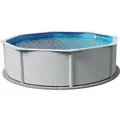 Stahlwandpool Rund Größe Wählbar, 120 Cm Tief, Stahl 0,4 Mm Weiß, Folie 0,3 Mm Blau, Overlap 550x120cm