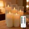 Da by 5 Stück Elfenbein Paraffin LED Kerzen mit Glasabdeckung, Realistische Schwingflamme, Batteriebetriebene Kerzen mit Fernbedienung, Wiederverwendbar für Innen- und Festdekoration