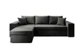 Luxusbetten24 Designer Sofa Denver mit Stauraum und Schlaffunktion | Bezug: Samt | Farbe: Schwarz | Stellvariante: Links