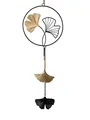 formano Deko Fensterhänger Girlande Ginko 60 cm Metall Mobile Fenster Dekoration Schwarzgold Ginkgo Blatt Motiv | Geschenkidee Hängedeko Wohnaccessoire