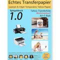 Tattoo Papier A4 5er Set, Matt, Bedruckbar, Transparent, Tintenstrahl & Laser...