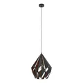 EGLO Hängelampe Carlton 1, 1 flammige Vintage Pendelleuchte, Retro Esszimmerlampe aus Metall in Schwarz und Kupfer, E27 Fassung, Ø 38,5 cm