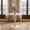 IDIMEX Esstisch Loire mit runder Tischplatte aus Keramik 80 cm, Weiß - Ideal für Essbereich oder Küche, Esszimmertisch Keramik, Kleiner Esstisch, robust und pflegeleicht, minimalistisches Design