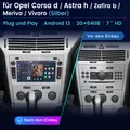 Für Opel Astra H Corsa C/D Vectra C Zafira B Autoradio Android 13 GPS Navi 64GB