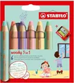 STABILO woody 3-in-1 - 6 Farben mit Anspitzer