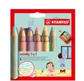 STABILO Multitalentstift woody 3 in 1, 6er Etui Pastell