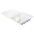 DUNI Biopak Menübox mit Deckel, 3-geteilt 182544 , 1 Karton = 4 x 50 Stück, 325/70/60 ml