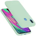 Cadorabo Hülle kompatibel mit Samsung Galaxy A40 Hülle Silikon Handyhülle für Galaxy A40 Case aus flüssigem Silikon- Kratzfeste und stoßfeste dünne TPU Schutzhülle - Liquid HELL GRÜN