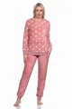 Normann Kuschelig Warmer Damen Langarm Schlafanzug mit Bündchen aus Coralfleece in Tupfen Optik, Farbe:rosa, Größe:36/38