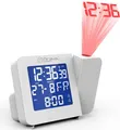 Miraval Funk-Projektionswecker Funkuhr Funkwecker Datumsanzeige Raumtemperatur Batterie Netzbetrieb Digital Reisewecker 4-MV5992-1