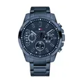 Tommy Hilfiger Analoge Multifunktionale Quarz-Uhr für Herren 48 mm - Blaues Edelstahlarmband, Halbmatt Blaues Zifferblatt, Unterzifferblätter für Tag und Datum, Wasserdicht bis 5ATM - 1791560