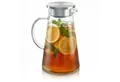 Arendo Karaffe Glaskaraffe 1,9 Liter mit Deckel aus lebensmittelechtem Edelstahl, Borosilikatglas, 1900 ml, Sieb, hitze- und kältebeständig, BPA-frei