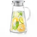 Arendo Glaskaraffe Deckel Griff Glas Karaffe Glaskrug Wasserkrug Glaskanne 1,9L