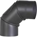 FIREFIX R150/B Ofenrohrbogen aus 2 mm starken Stahl (Rauchrohr) in 150 mm Durchmesser, für Kaminöfen und Feuerstellen, Senotherm, schwarz, 0-90 Grad verstellbar, mit Reinigungstür