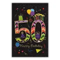 bsb 50. Geburtstagskarte Frau & Mann - Karte Geburtstag in 11,5 x 17,0 cm - Glückwunschkarte Geburtstag mit Party-Motiv - 50. Geburtstag-Karte mit Umschlag - Geburtstagskarten