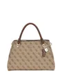GUESS Noelle II Luxury Satchel Latte Logo/Brown