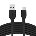 Belkin BoostCharge Flex Silikon-USB-C-/USB-C-Ladekabel, USB-IF-zertifiziertes USB C Kabel für iPhone 16, iPhone 15, Samsung Galaxy S24, S24 Ultra, Note, Google Pixel, iPad Pro, 3 m – Schwarz