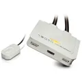 InLine KVM Switch, 2-fach, Displayport 1.2, 4K, USB, mit Audio, integr. Kabel
