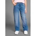 DELMAO Loose-fit-Jeans Mädchenjeans in weiter Form Weite Jeans mit Logo-Stickerei blau 128