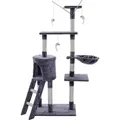 Kratzbaum Katzenbaum Katzenkratzbaum 138 cm XXL Kletterbaum Spielbaum Hellgrau - Schwarz