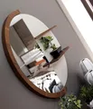 Wandspiegel Spiegel mit Regalen Halbkreis Dekoratives Wohnzimmer Holz
