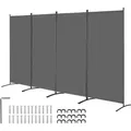 VEVOR Raumteiler 4 Paneele Paravent 3464 x 1840 x 520 mm, faltbarer Sichtschutz & tragbarer Trennwandteiler zur Raumtrennung, freistehende Raumteiler für Büro Schlafzimmer Arbeitszimmer, Grau