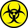 iSecur Aufkleber Biohazard I Ø 10 cm rund I Warnung vor Biogefährdung I Warnaufkleber mit Gefahren-Symbol I gelb schwarz I UV- und wetterfest I außenklebend I kfz028