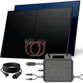 SUNNIVA 1000W Balkonkraftwerk BIFAZIAL FULLBLACK komplett Steckdose MARSTEK 800W Wechselrichter, PV Solaranlage, 2x 500W Glas Solarmodule, inkl. 5m Kabel, Bluetooth WIFI, Komplettset