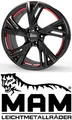 4x MAM RS5 7,5x17 5/112,0 ET30 Black Painted Red Inside