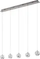 Lucande LED-Pendellampe Hayley, 96 cm, 5-flg., chrom, Glas