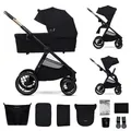 Kinderkraft NEA 2 - Kinderwagen 2-in-1 - bis 27 kg - Babywanne & Buggy - pannensichere Räder - wasserdichtes Verdeck UPF50+ - faltbar wendig - Sch... - Schwarz