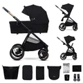 Kinderkraft NEA 2 Kinderkraft buggy von Geburt bis 22 kg, Zusammenklappen mit einer Hand, Liegeposition, großes Verdeck, alle 4 Räder gedämpft, extrem leicht, UPF50+, Korb bis zu 5 kg, Schwarz