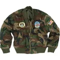 Kinder Fliegerjacke MA1 mit Abzeichen woodland, XXL - Braun - XXL