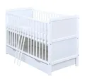 Baby-Delux Babybett Jack Bettkasten, Kinderbett Gitterbett 140x70 weiß mit Beißschienen Schublade, Matratze