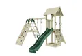 OutdoorToys Spielturm Trondheim, aus Holz in Dunkelgrün mit Kinderschaukel & Rutsche, Kletterwand