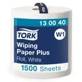 Essity Professional Hygiene Germany GmbH Tork Advanced Wischtuch 420, Großrolle, hochweiß, W1, 1 Rolle x 510 m = 1.500 Tücher, 2-lagig, Maße: 37 x 34 cm 130040