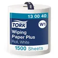 Tork 130040 Starke Mehrzweck Papierwischtücher für W1 Bodenständer- und Wandhalter-System / 2-lagige Papierrolle in Weiß / Premium Qualität / 1 x 510 m