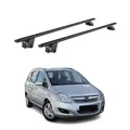 OMAC Dachträger Aluminium TÜV geprüft für Opel Zafira B 2008-2014 FL – Für integrierte Dachreling – T Nut – Max 100 kg – 2 Schlösser Schwarz